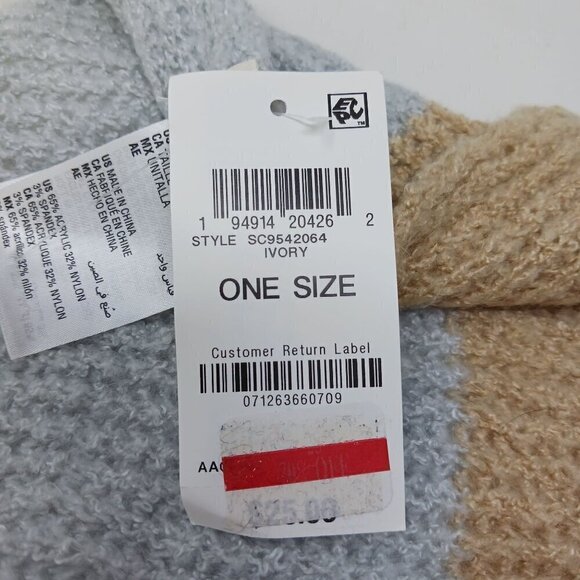 NWT Style & Co Knit Scarf Womens One Size Tan Gray Ivory Color Block Knit - Picture 7 of 7
